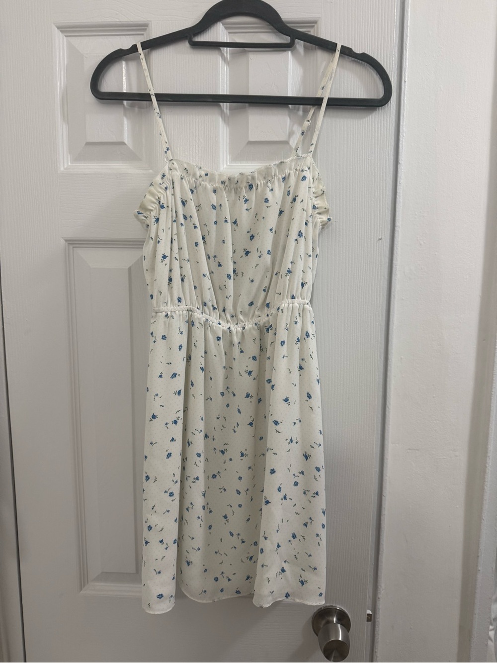 Sunday Best Cream Sundress with Blue Floral Print